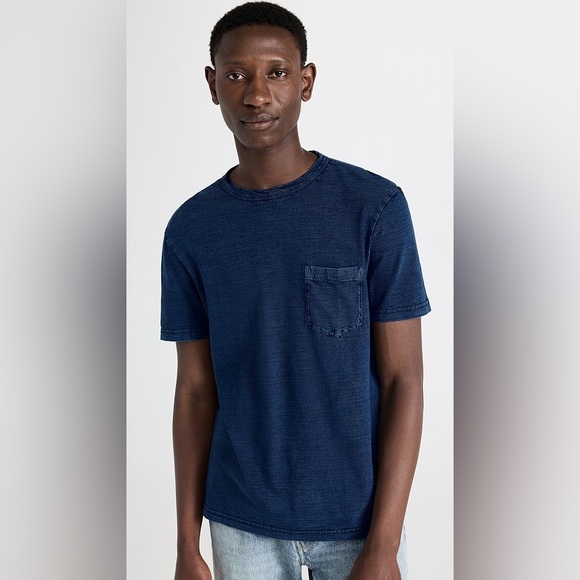 Faherty Short Sleeve Shirt Men's Size Small Dark Blue Navy Indigo Pocket Tee - Picture 3 of 12